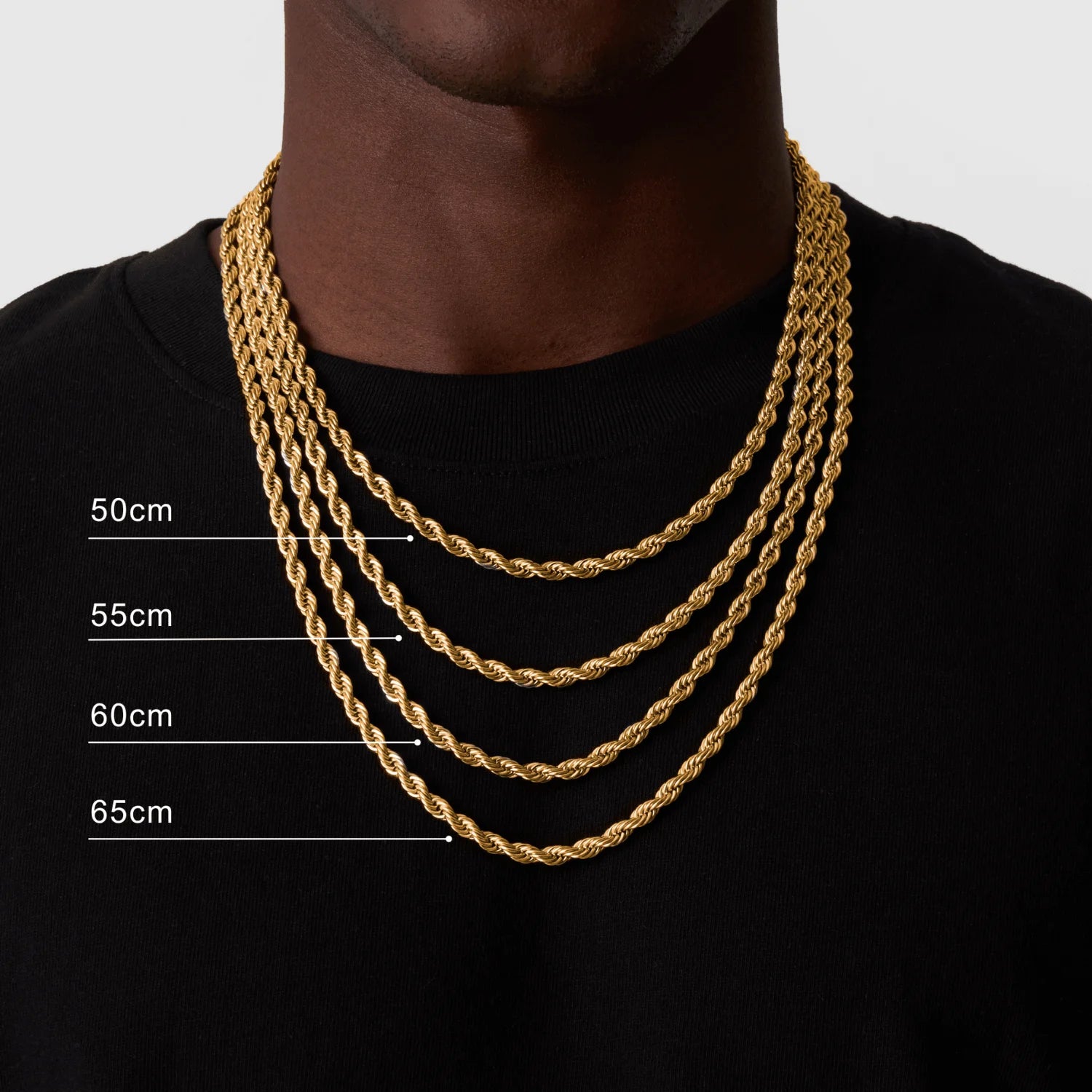 Casual Punk Rope Long Chain Necklace for Men Women,Silver Gold Color Stainless Steel Twisted Chain Collars,Hiphop Jewelry Gift