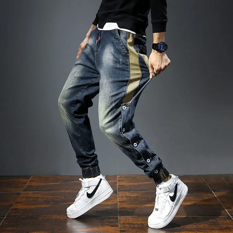 Elastic Man Cowboy Pants Stretch Y2k Vintage Designer Trousers 90s Streetwear Stacked Wide Leg Soft Denim Original Jeans for Men