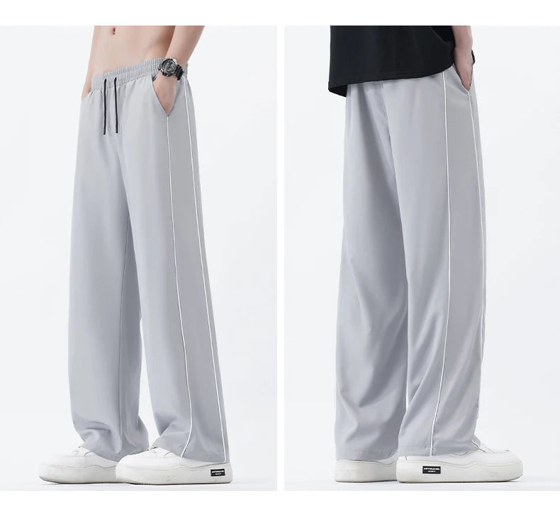 Summer Men Sweatpants Joggers Straight Pants Neutral Breathable Loose Outdoor Quick Drying Fabric Fitness Pants Casual Trouser