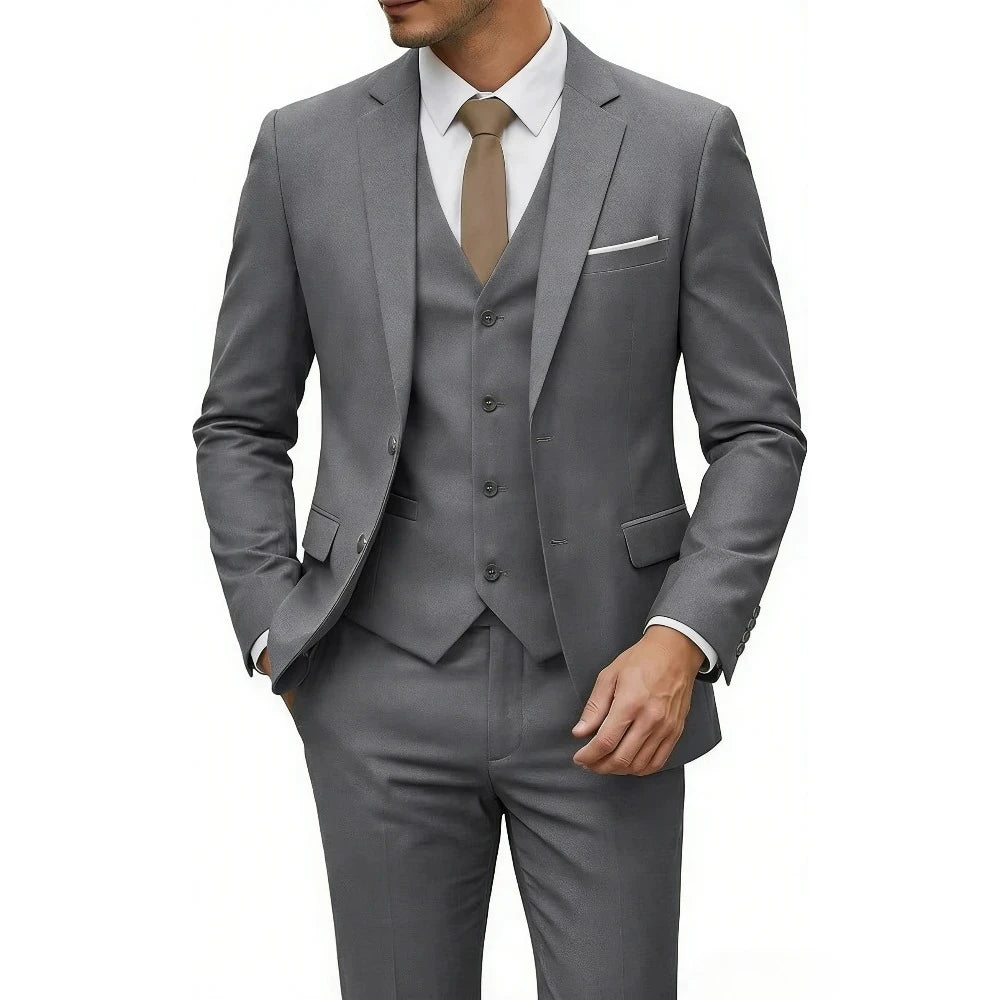 Men Suits For Wedding 3 Pieces 2 Set Elegant Slim Fit Jackets Pants Blazers Formal Outfit Fashion Business Classic 2026 Costume