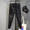 Hot-Stamped Rhinestone Men's Jeans, Trendy Brand, Stretchy Slim Fit, Embroidered and Printed Men's Trousers