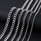 Basic Punk Stainless Steel 3,5,7mm Curb Cuban Necklaces For Men Women Black Gold Color Link Chain Chokers Solid Metal Jewelry