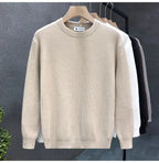 Korean Style Men's Sweater Vertical Stripes Round Neck Pullovers High Quality Inner Soft Knitted Fashion Versatile Undershirt