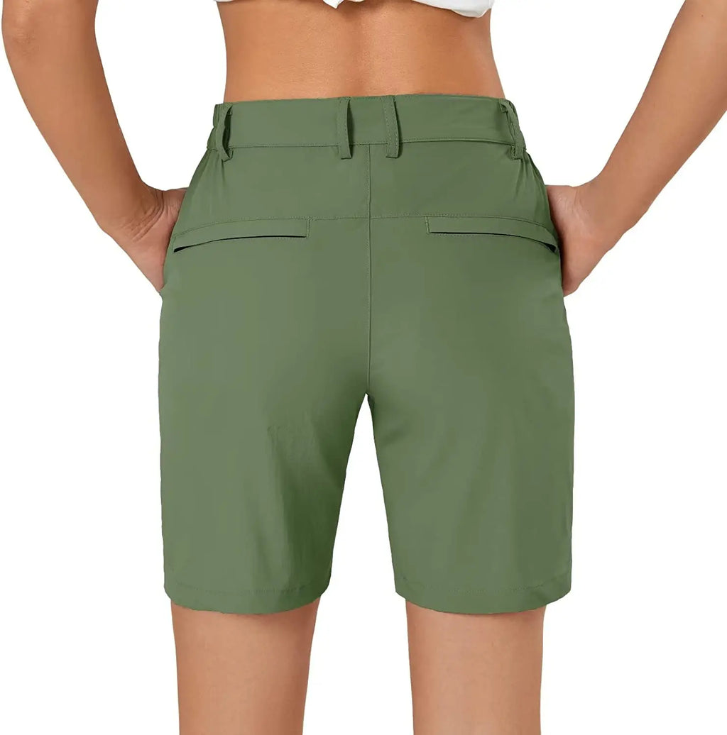 Women's Hiking Cargo Shorts Quick Dry Nylon Shorts Summer Travel Active Golf Shorts with 6 Pockets Water Resistant