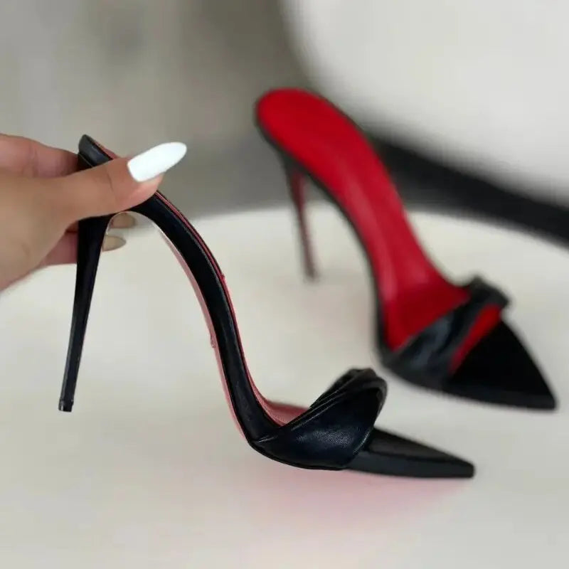 12CM European and American Fashion Sexy Pointed Thin High-Heeled White Sandals with Flared Thin Heels Women's Shoes in Large Siz