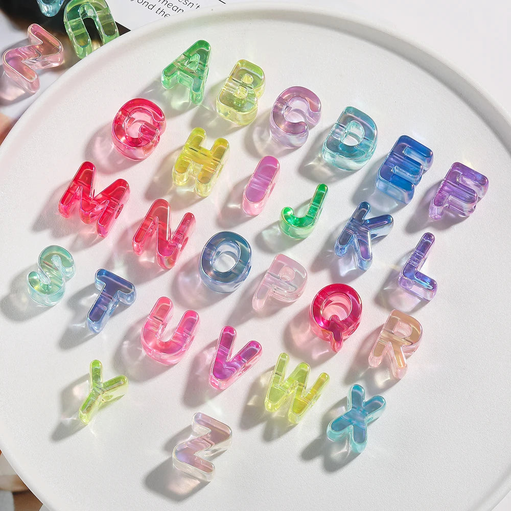 5pcs/lot Multicolour Random Letter Beads Acrylic Transparent Alphabet Bead For Jewelry Making DIY Necklace Keychain Accessories