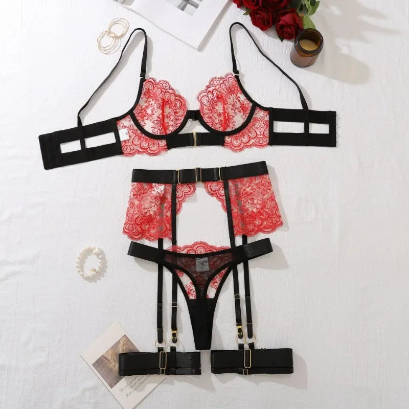Tornova 2-piece Sexy Lingerie Set G-string Transparent Underwear Lolita Romantic Lingeries Set Sexy Bra Panties Sets Lingerie