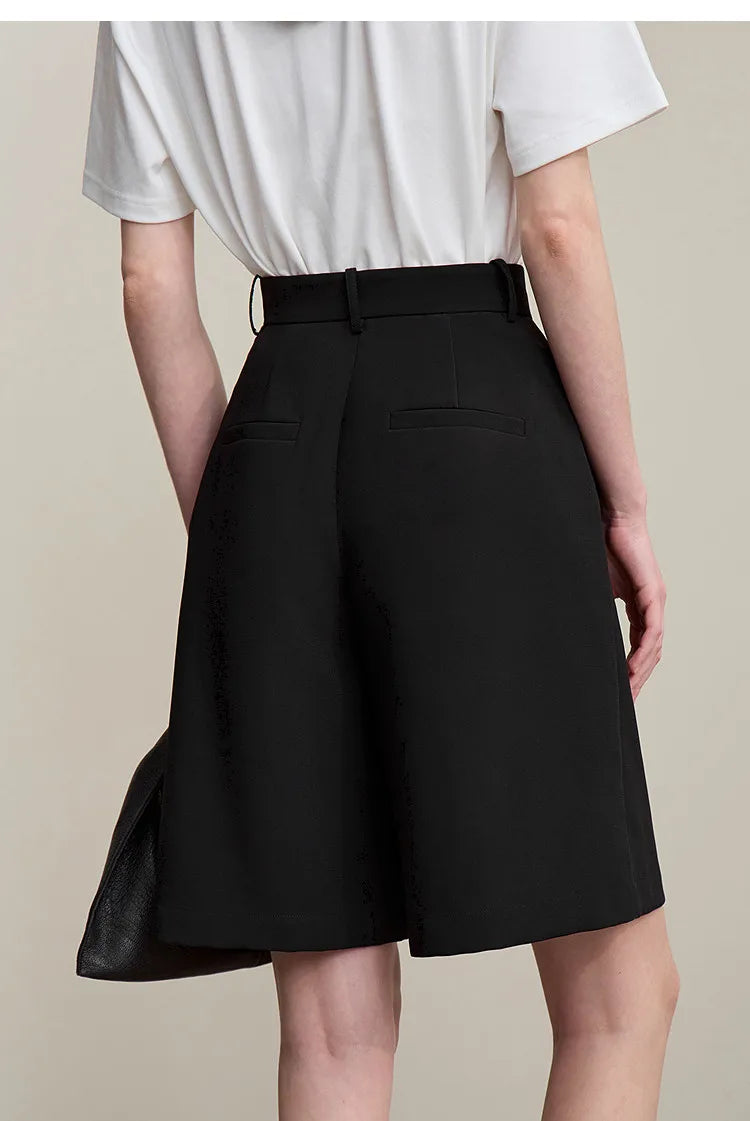Amii Women's Shorts 2026 Summer New Commuter Versatile Pleated Loose Pants Women's Wide-leg Casual Five-point Pants 12622017