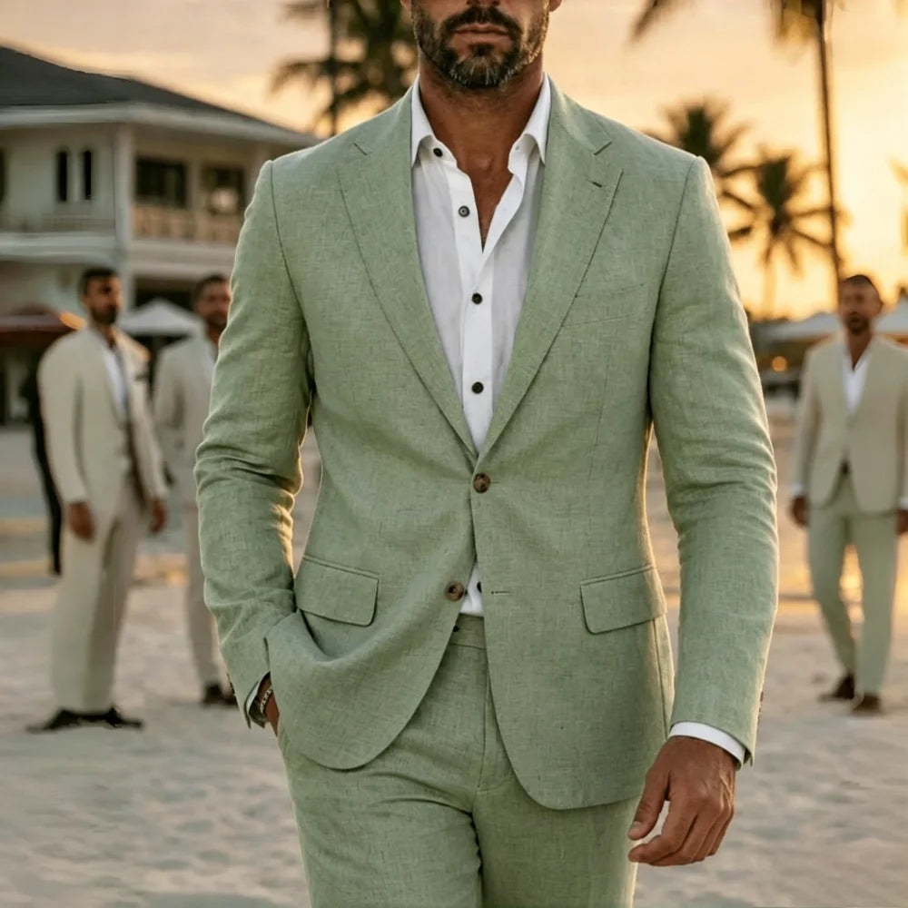 2 Pieces Lightweight Linen Suit Separates Jacket with Pants for Men Summer Wedding Groom Tuxedo Vestidos Madre Del Novio 2026