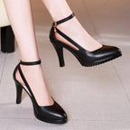8cm 11cm Size 32-43 Ankle Buckle Red White Wedding Shoes Bride Platform Pumps 2026 Fall Shallow High Heels Shoes Model Party