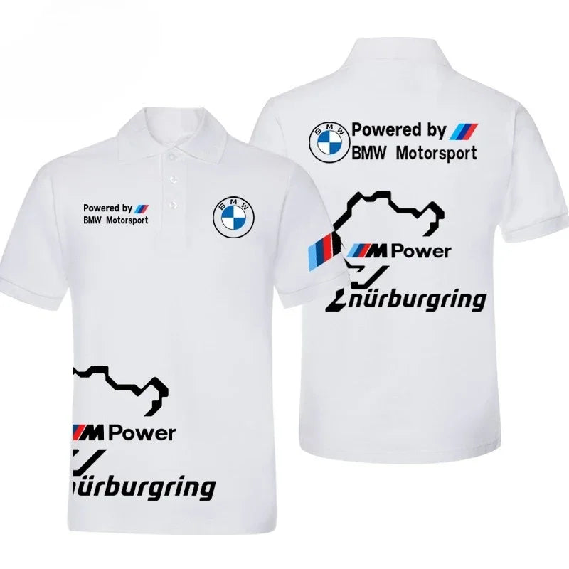 BMW Men's 2025 New Lapel Short Sleeve T-Shirt BMW Modified Car Culture Car Lovers Printed Men's and Women's Same Polo Shirt Top
