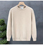 Korean Style Men's Sweater Vertical Stripes Round Neck Pullovers High Quality Inner Soft Knitted Fashion Versatile Undershirt