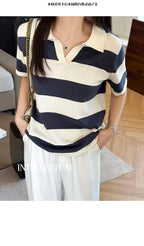 WinvyNee Summer Half Sleeved Women's Solid Polo Shirt Casual Cotton Striped Top T-shirt Women Clothing Casual Knitted A1002022