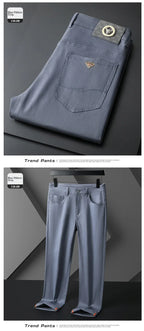 Seven-Color Stretch 97% Cotton and 3% Spandex Jeans Men Trendy Wild Simple High-End Slim-Fitting Small Straight Casual Trousers