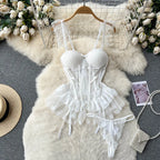 Lace Sexy Underwear Suits Women Transparent Strapless Camis Bra $ Brief Suits Fashion Retro Short Summer Bra Sets