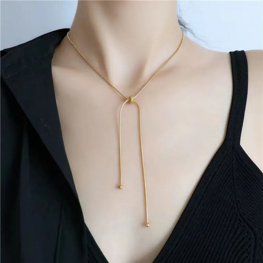 Personalized Snake Chain Adjustable Y Necklace for Woman Clavicle Pendant Stainless Steel Necklace Women's Holiday Gift Jewelry