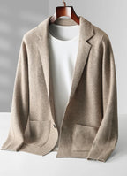 100% Pure Wool Cardigan Men's Spring And Autumn High-End Outerwear Sweater Casual Small Suit Jacket Olive Collar Sweater