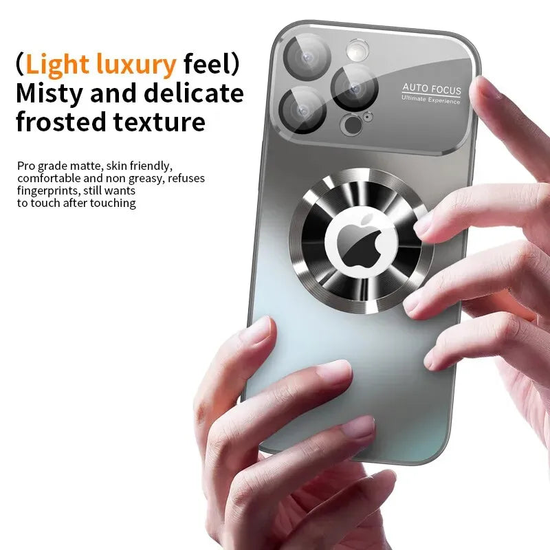 New Titanium Metallic Luxury Matte Case For iPhone 17 16 15 14 13 12 Pro Max Plus For Magsafe Glass Lens Camera Protection Cover