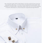 Men's Empire Neck French Cufflink Shirt Slim Fit Business Dress Assorted Cufflinks Lead Needle Large Tip Neck Men's White Shirt