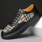 Men Classic Checkered Patchwork Thick Soled Casual Board Shoes Shock-absorbing Breathable Fashionable Commuting Street Shoes