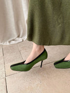 Krazing Pot Superstar Kid Suede Shallow Square Toe High Heels Spring Autumn Shoes Office Lady Party Wedding Dress Women Pumps