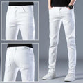 Men's Solid Color Jeans Slim Fit Small Leg Casual Classic White Black Spring Summer Thin Version