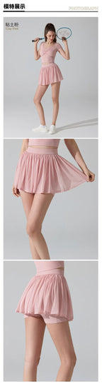 Fashion Mesh Pleated Sports Skirt Anti-Peek Short Skirt Running Fitness Badminton Tennis Skirt Sexy Clothes For Women