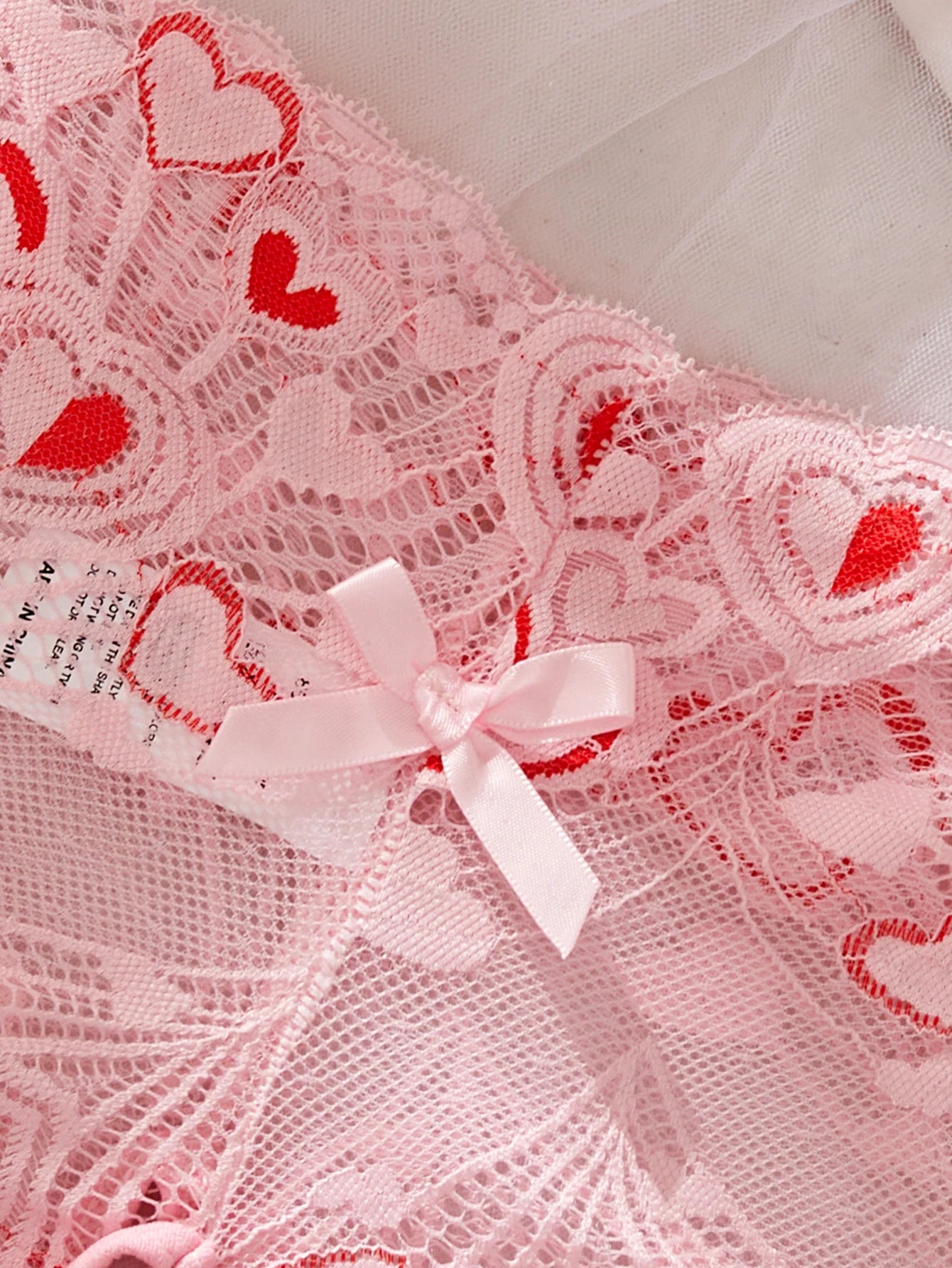 Ladies Love Contrast Pink Lace Lingerie Set Women Sheer Bra & Brief Sets Sexy Crotchless Panties Intimates Underwear For Women