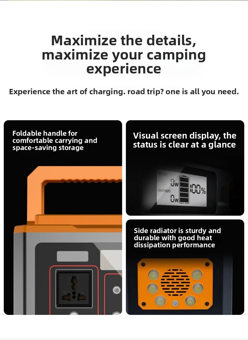 2026 500W Portable Outdoor Emergency Power Station CE Certified Travel Energy Storage Box Household Backup Power Supply