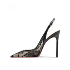 Lace High-heeled Sandals Summer 2026 New Pointed Thin Heels Shallow Mouth Comfortable Women's Sandals