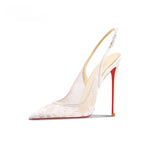Lace High-heeled Sandals Summer 2026 New Pointed Thin Heels Shallow Mouth Comfortable Women's Sandals