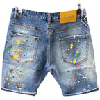 2025 Summer New Fashion Trend Printed Ripped Straight Stretch Jeans Men's Casual Loose Sports High Quality Denim Shorts 28-36