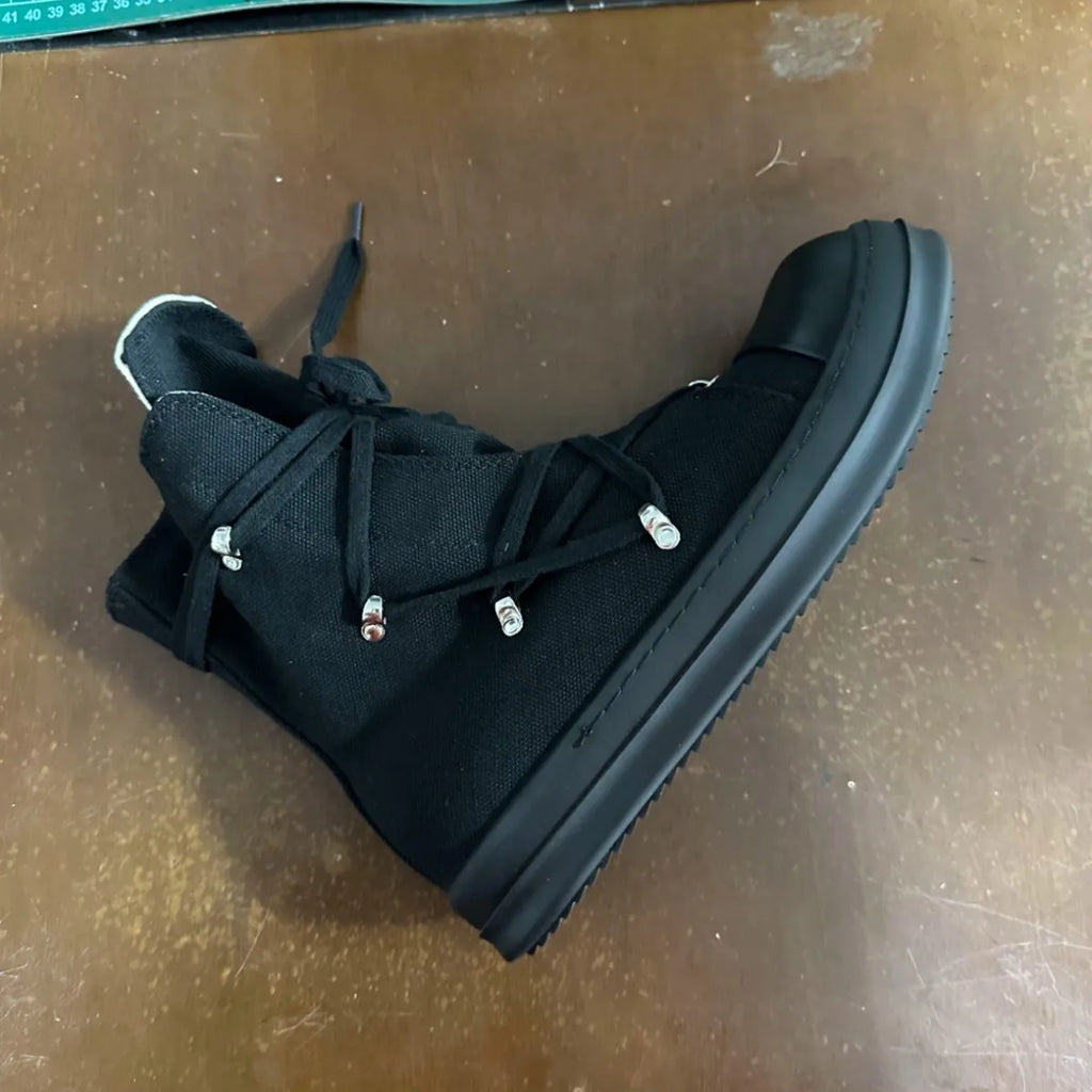 Ro Classic Design Black Canvas Boot High Top Shoe Men Casual Shoes Luxury Zipper Women Sneaker s Ankle Boots Sneakers