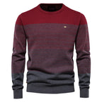Men's Trendy Slim-Fit Crew Neck Striped Sweater - Autumn & Winter European Size, Retro Long-Sleeve, Branded Knit Top