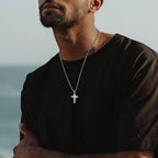 Cross Pendant Necklaces for Men Boys,Waterproof Stainless Steel Necklace,Christian Religious Faith Prayer Jewelry Gift