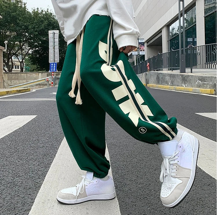 Trousers Hip-hop Wide Leg Sweatpants For Men Summer Stylish Training Cotton Loose Elastic Y2k Casual Baggy Male Sweat Pants L