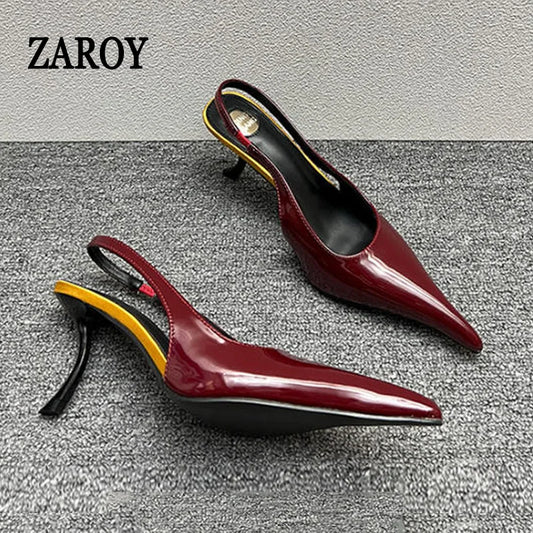 Women's Designer Heels Patent Leather Pointed Toe Sculptural Thin High Heels Sandals Pumps Runway Chic Luxury Party Dress Shoes