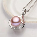 Real Natural Freshwater Black Pearl Pendant Women,Cute 925 Silver Pearl Necklace Mother Wife Birthday Gift White Pink