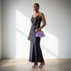 New Elegant 2026 Lilac Peep Toe Women Heels with Diamond Accents - Italian Design Matching Pumps and Bag Set for Parties