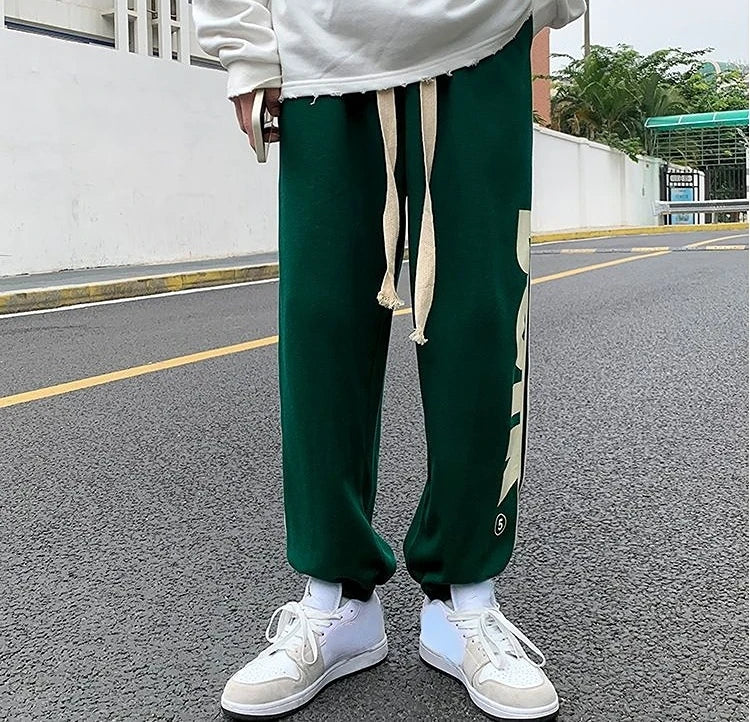 Trousers Hip-hop Wide Leg Sweatpants For Men Summer Stylish Training Cotton Loose Elastic Y2k Casual Baggy Male Sweat Pants L