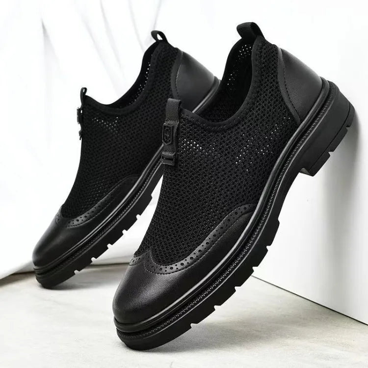 2026 New Men's Soft Leather Shoes Sandals Business British Style Groom Wedding Suit Perforated Breathable Anti-Slip