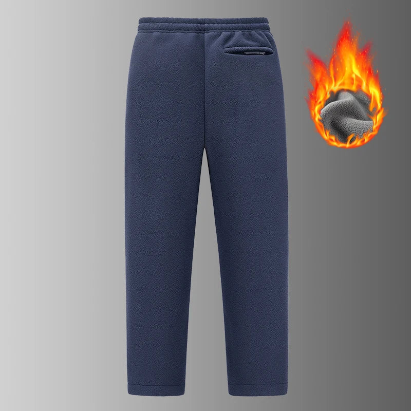 Winter and autumn thick fleece jogging pants for men, casual pants, straight-leg fleece long pants, high-quality, European size