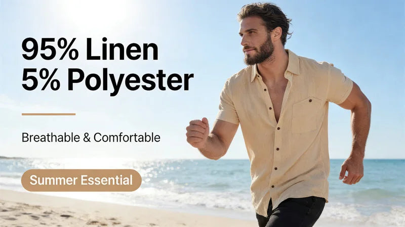 Men's Linen Blend Short Sleeve Button Down Shirt Casual Beach Top with Chest Pocket Breathable Lightweight Summer Shirts for Men
