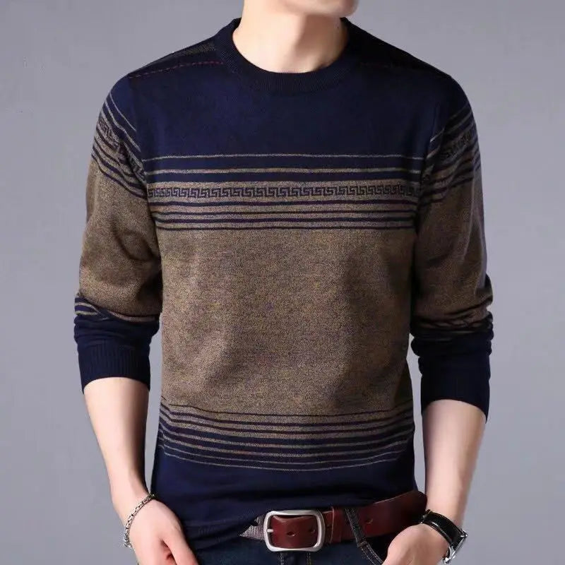 Autumn Winter KPOP Fashion Harajuku Sweater Man All Match Thick Knitting Tops Men Loose Casual Long Sleeve Pullover Y2K T-shirts