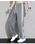 Summer New Men Sweatpants Joggers Straight Pants Neutral Breathable Loose Outdoor Quick Drying Fabric Striped Casual Trouser