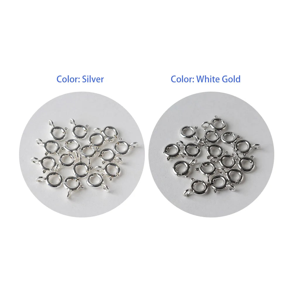 925 Sterling Silver Spring Ring Clasp with Open Jump Ring, 5-8mm Spring Ring Clasps with Open Ring For Jewelry Making Findings