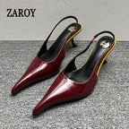 Women's Designer Heels Patent Leather Pointed Toe Sculptural Thin High Heels Sandals Pumps Runway Chic Luxury Party Dress Shoes