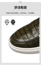 New Black Sneakers Men Vulcanize Shoes Yellow Crocodile Pattern Slip-On Size 38-46 Zapatos De Hombre Men Shoes