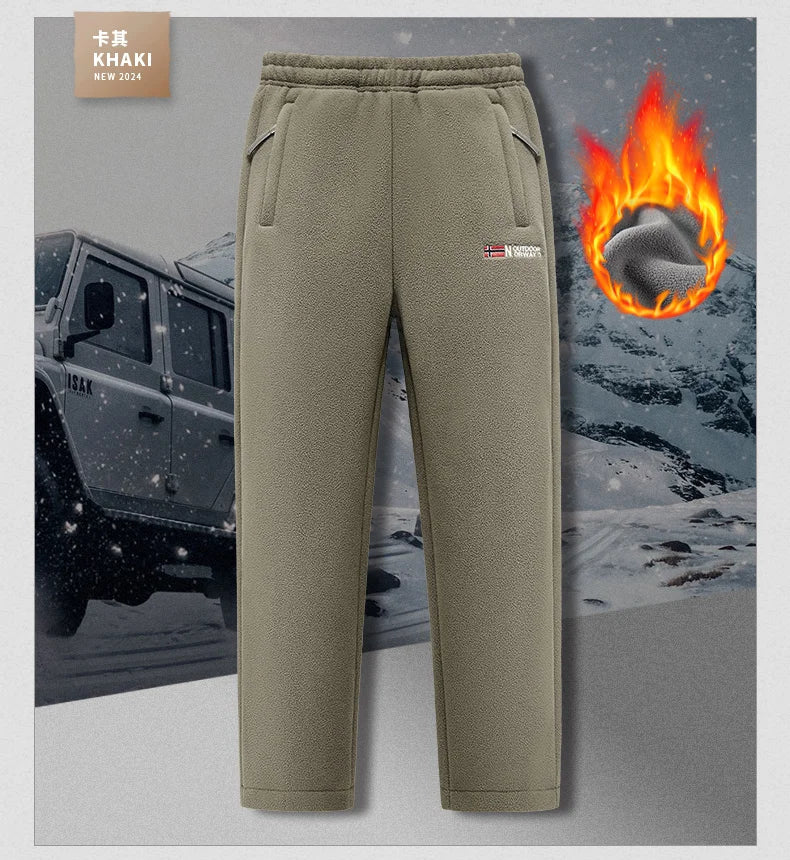 Winter and autumn thick fleece jogging pants for men, casual pants, straight-leg fleece long pants, high-quality, European size