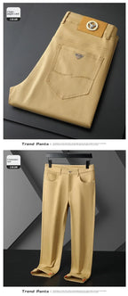 Seven-Color Stretch 97% Cotton and 3% Spandex Jeans Men Trendy Wild Simple High-End Slim-Fitting Small Straight Casual Trousers